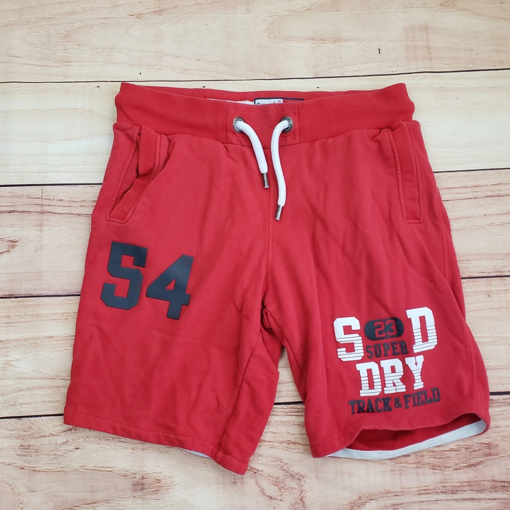 Superdry Sweat‎ Shorts Mens L Red Track Field Athletic Drawstring Casual Lounge